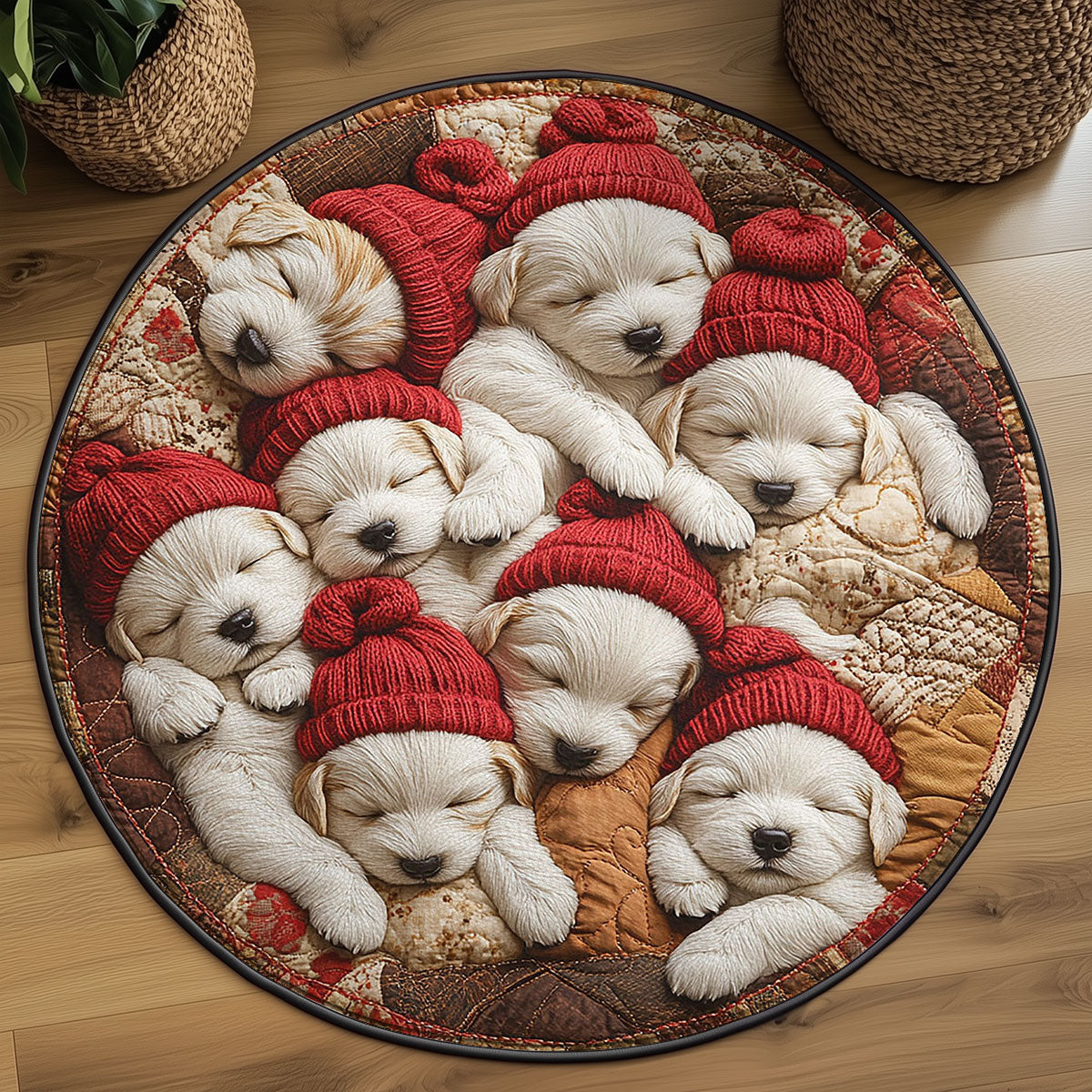 Bichon Frise Nap Nest WN0907009CL Quilted Round Mat