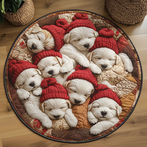 Bichon Frise Nap Nest WN0907009CL Quilted Round Mat