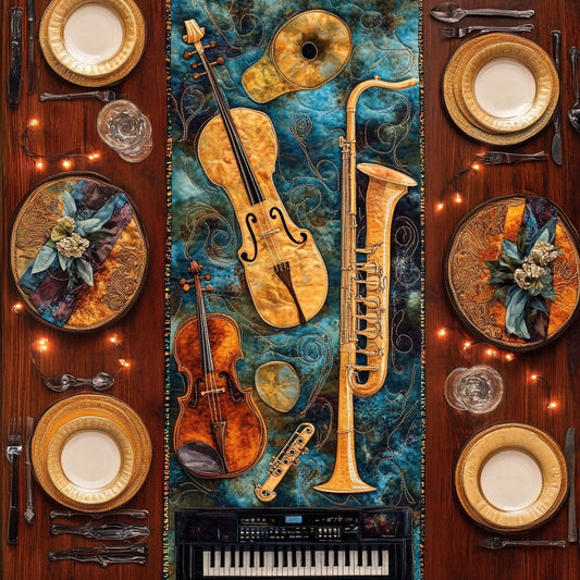 Vintage Music Instrument WY0206012CL Quilted Table Runner