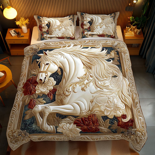 Royal Horse In Flower WY1701108CL Duvet Cover Set