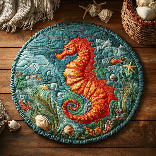 Mystic Seahorse Voyage WN2503097CL Quilted Round Mat
