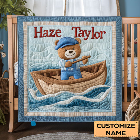 Bear Afloat WN2807010CL Personalized Baby Quilt