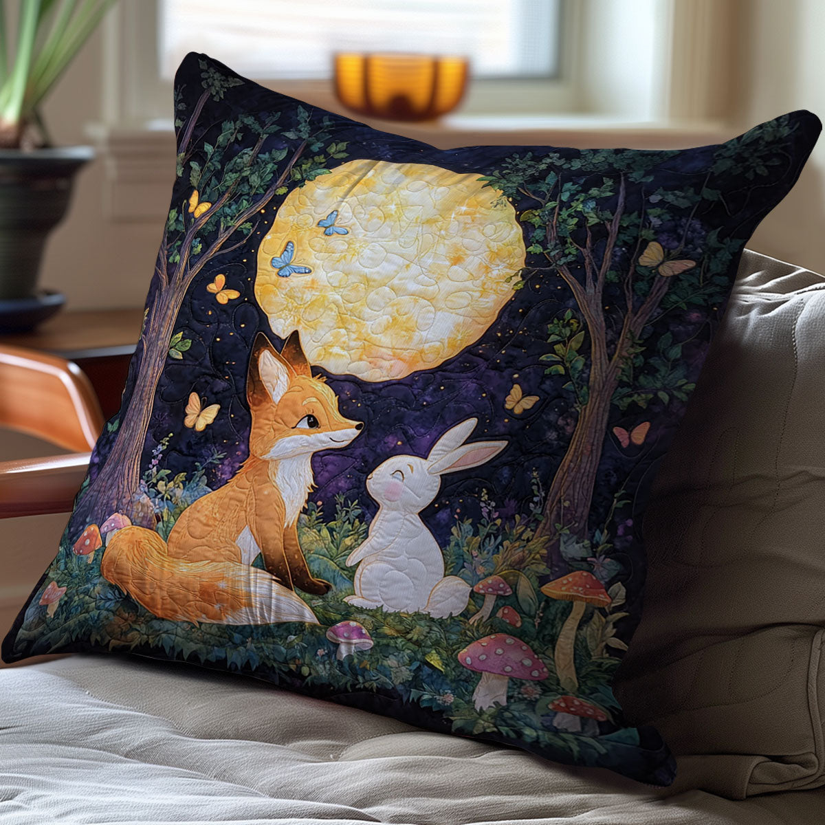 Fox And Rabbit WJ2611049CL Quilt Pillow Case