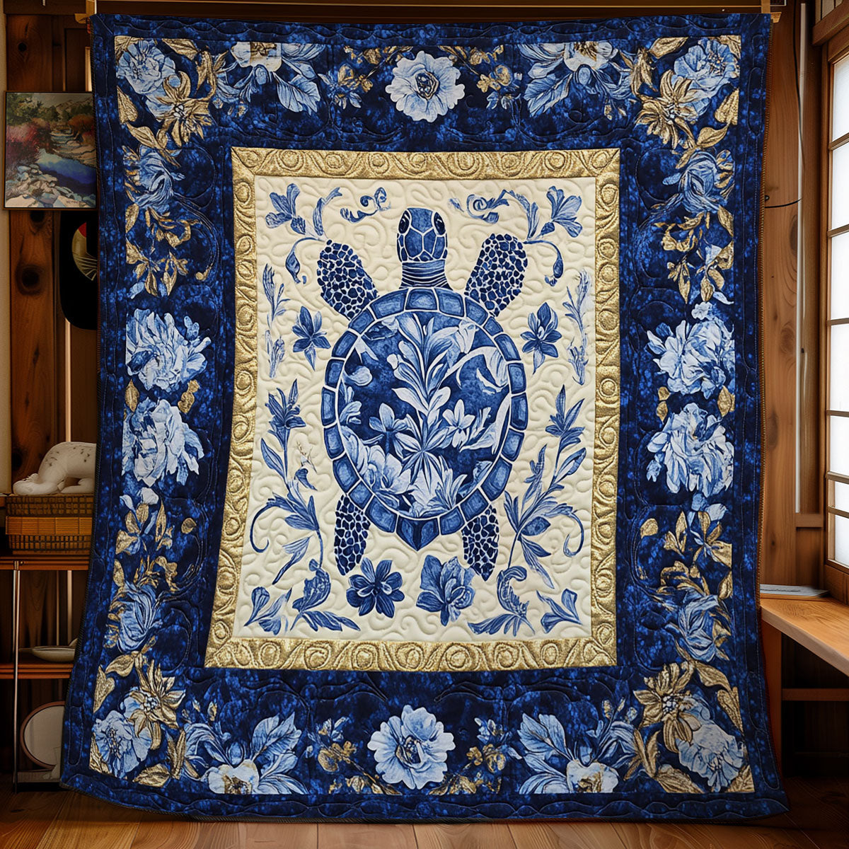 Mosiac Flower Turtle WY2001090CL Quilt