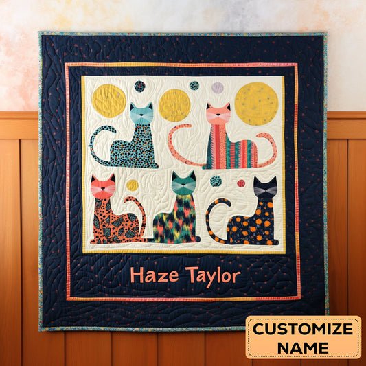 Cat Quartet WN2407019CL Personalized Baby Quilt