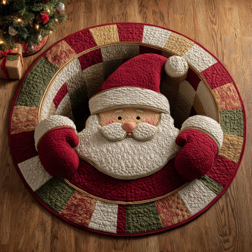 Festive Santa XR2809004CL Quilted Round Mat