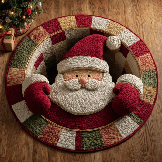 Festive Santa XR2809004CL Quilted Round Mat
