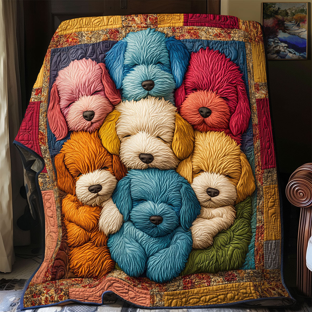 Rainbow Puppies CP0307034CL Quilt