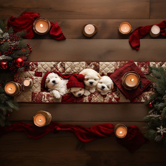 Bichon Frise Autumn Hug WN0907002CL Quilted Table Runner