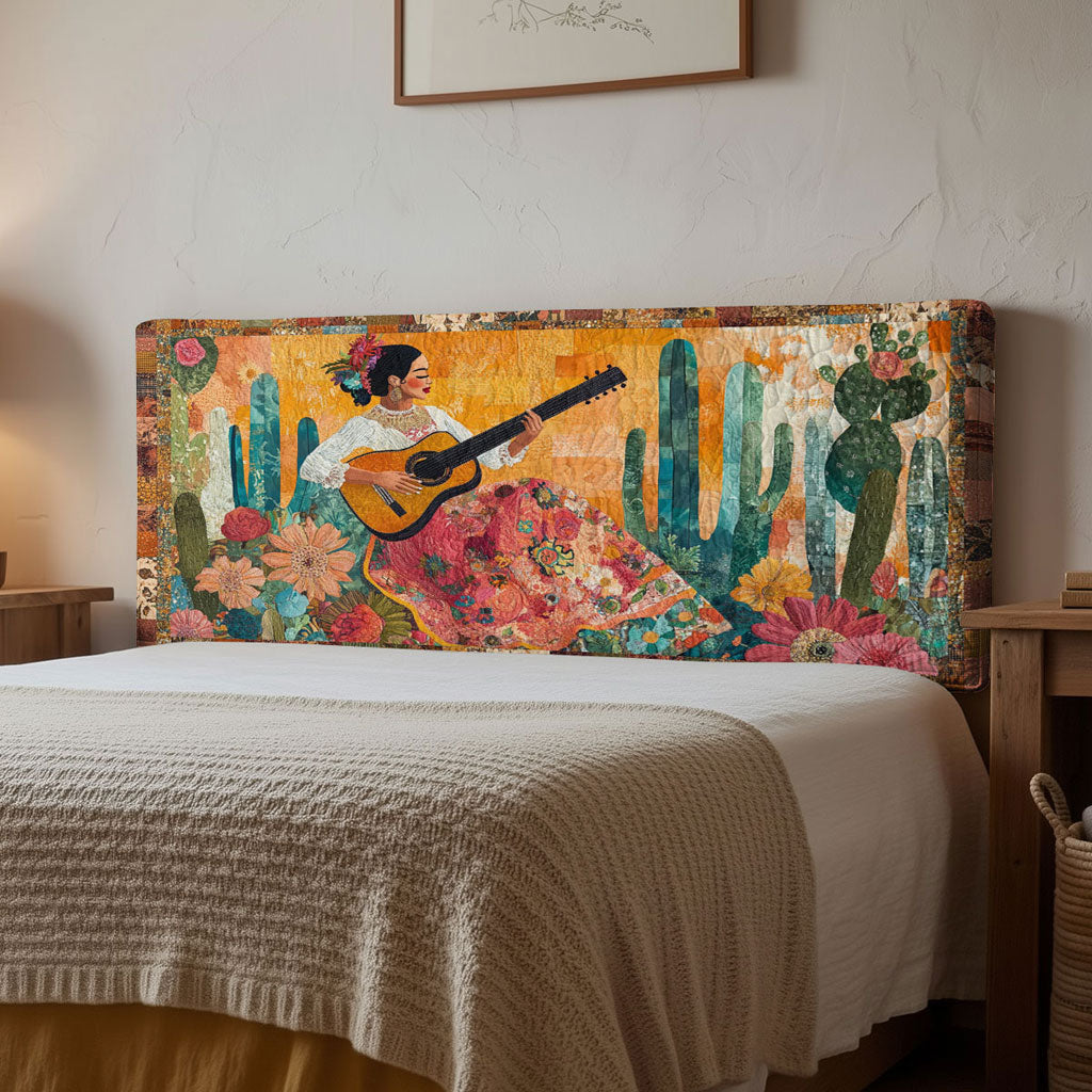 Mexican Mariachi Woman Bloom WN1112174CL Quilted Headboard Slipcover