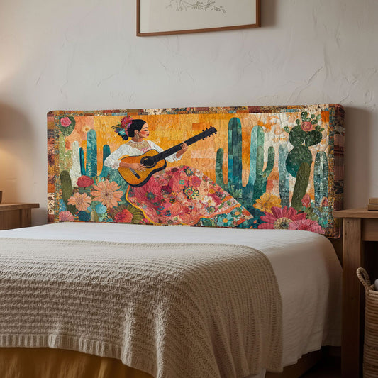 Mexican Mariachi Woman Bloom WN1112174CL Quilted Headboard Slipcover