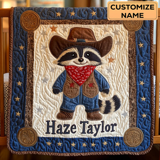 Starry Raccoon WN3007102CL Personalized Baby Quilt