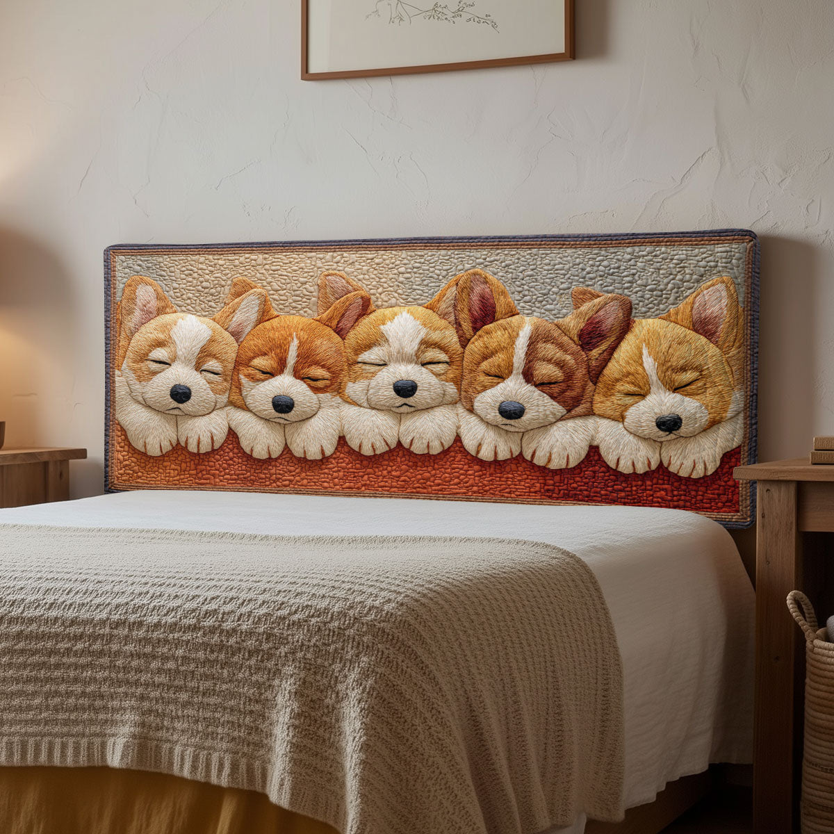 Sleepy Corgis CP2912015CL Quilted Headboard Slipcover