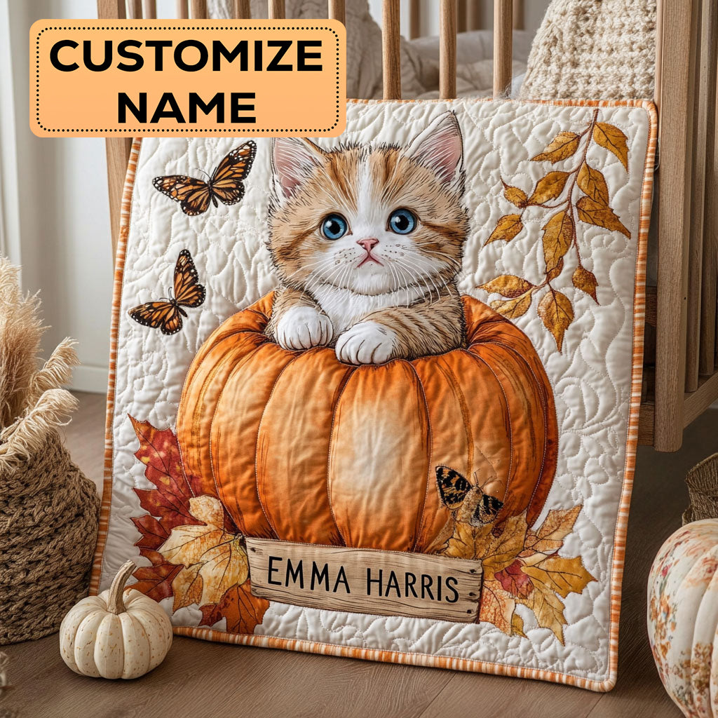 Kitten Pumpkin CW3007038CL Personalized Baby Quilt