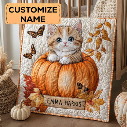 Kitten Pumpkin CW3007038CL Personalized Baby Quilt