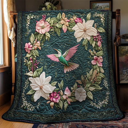Floral Wreath Hummingbird WY2403013CL Quilt