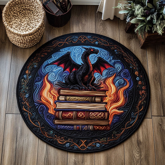 Fire Dragon In Book WY2305008CL Quilted Round Mat