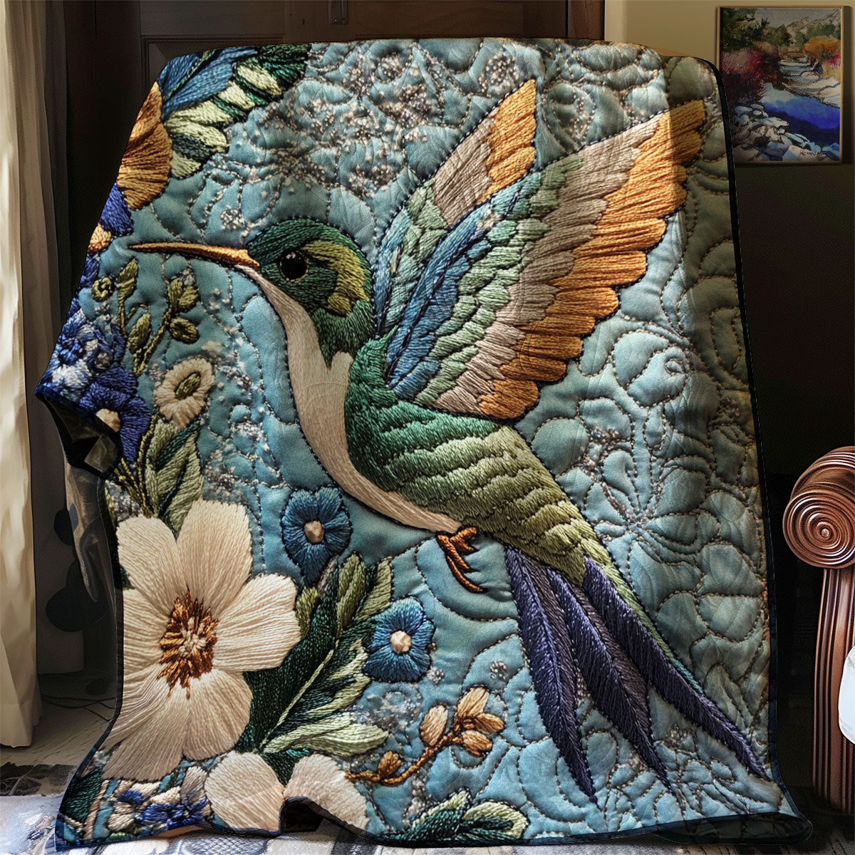 Teal Hummingbird WJ0212031CL Quilt