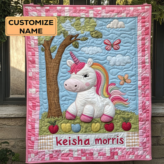 Unicorn Bloom CP1807014CL Personalized Baby Quilt