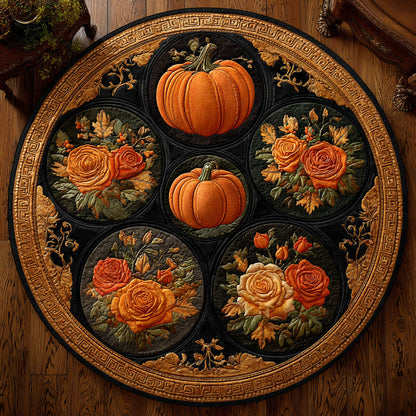 Golden Pumpkin Bloom CW0708029CL Quilted Round Mat