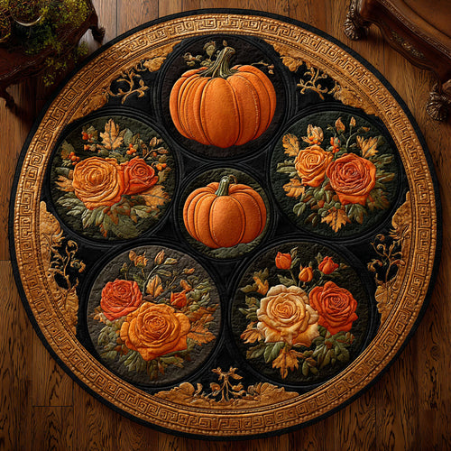 Golden Pumpkin Bloom CW0708029CL Quilted Round Mat