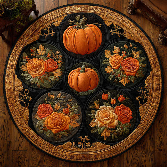 Golden Pumpkin Bloom CW0708029CL Quilted Round Mat
