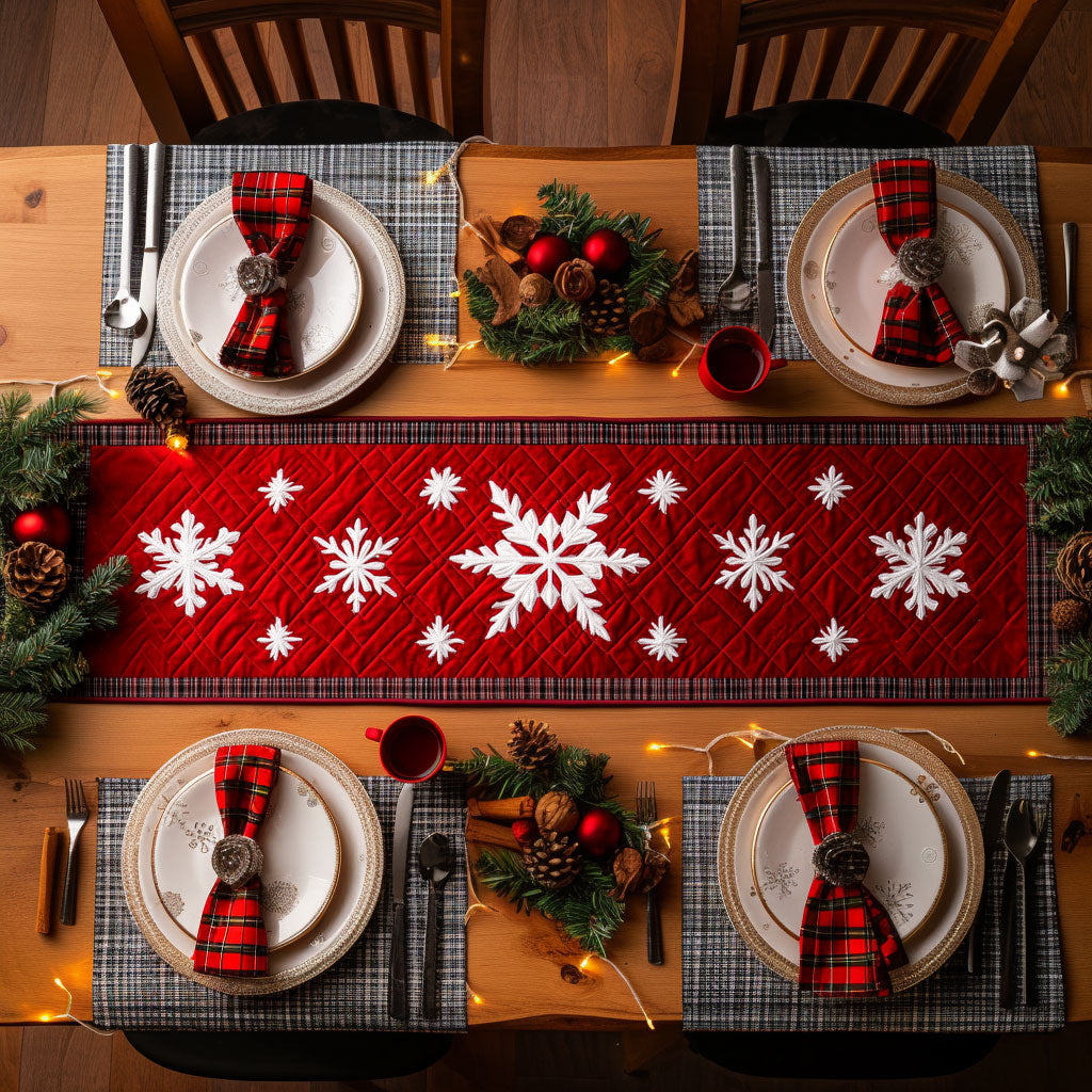 Silent Snowflake Lane WN1107053CL Quilted Table Runner