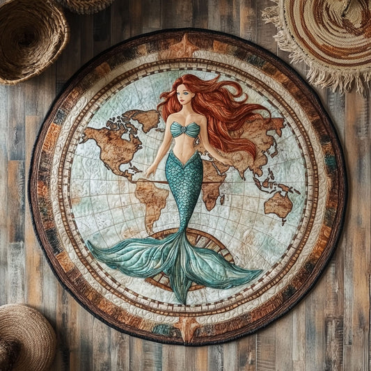 Sea Map Muse WY0306027CL Quilted Round Mat