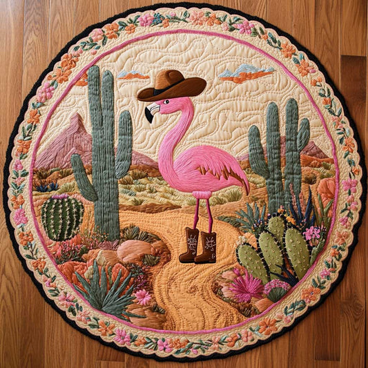 Sundown Flamingo WN1405047CL Quilted Round Mat
