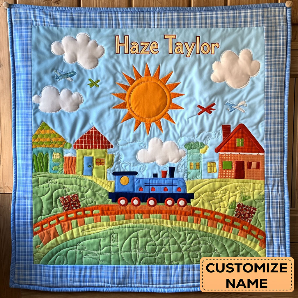 Train Daydream WN0108047CL Personalized Baby Quilt