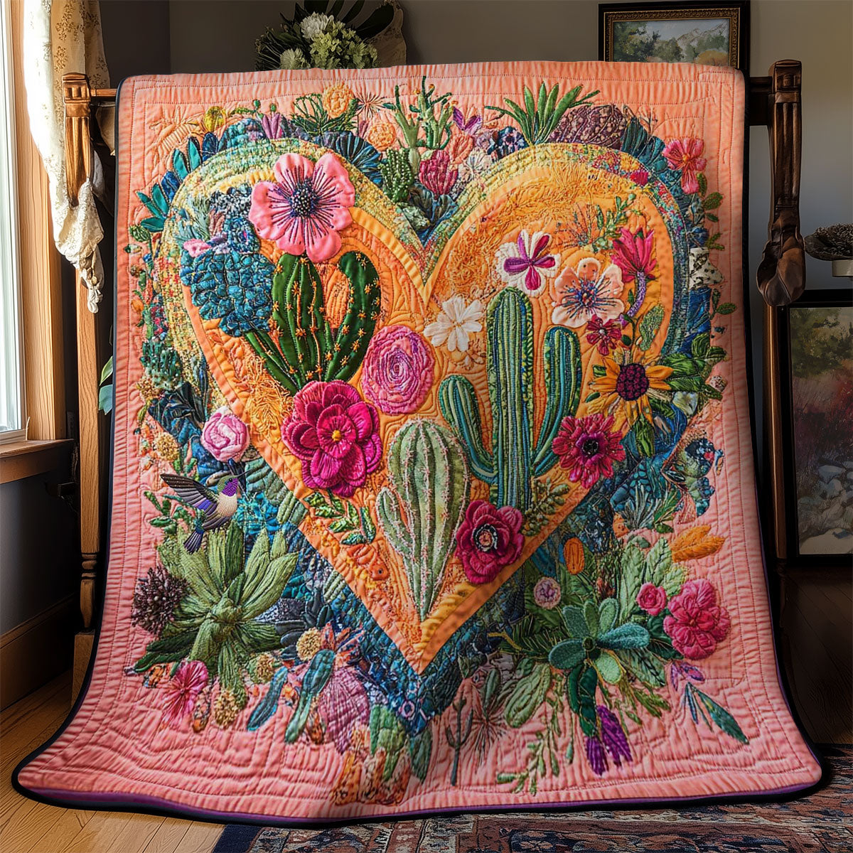 Cactus Love Heart WN2111008CL Quilt