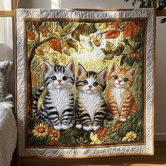 Feline Friends In Forest WY2208095CL Quilt