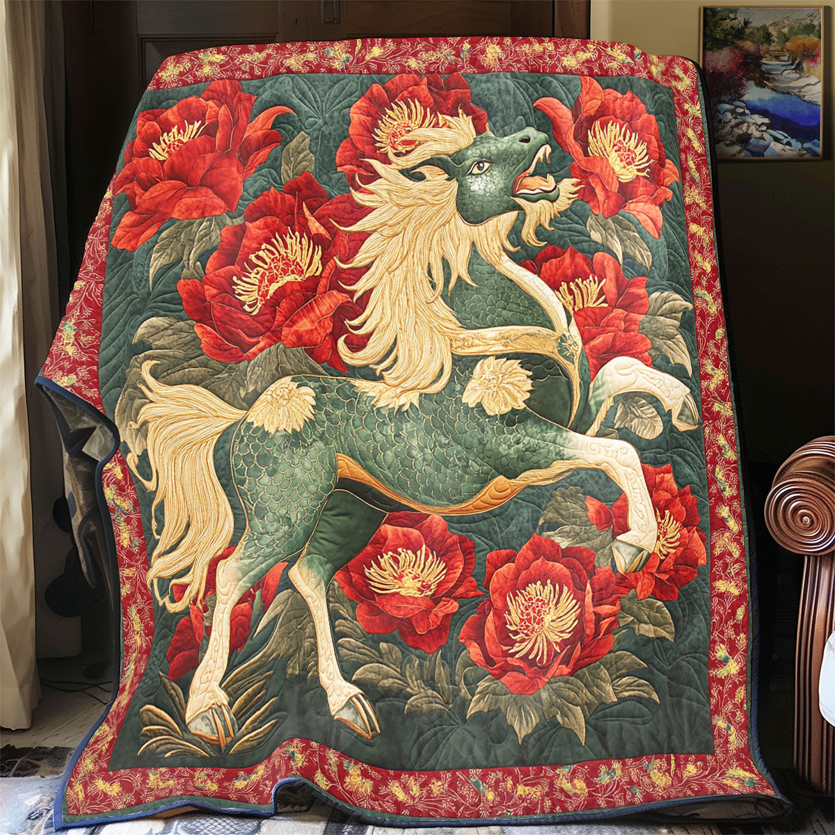 Jade Kirin Peony CW2107016CL Quilt