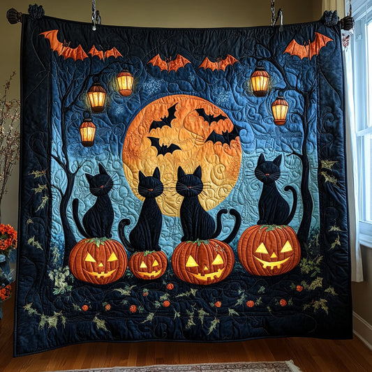 Meow Pumpkin Lanterns WY1407076CL Quilt
