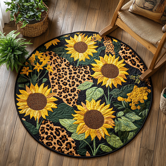Leopard Sunflowers XR1503002CL Quilted Round Mat