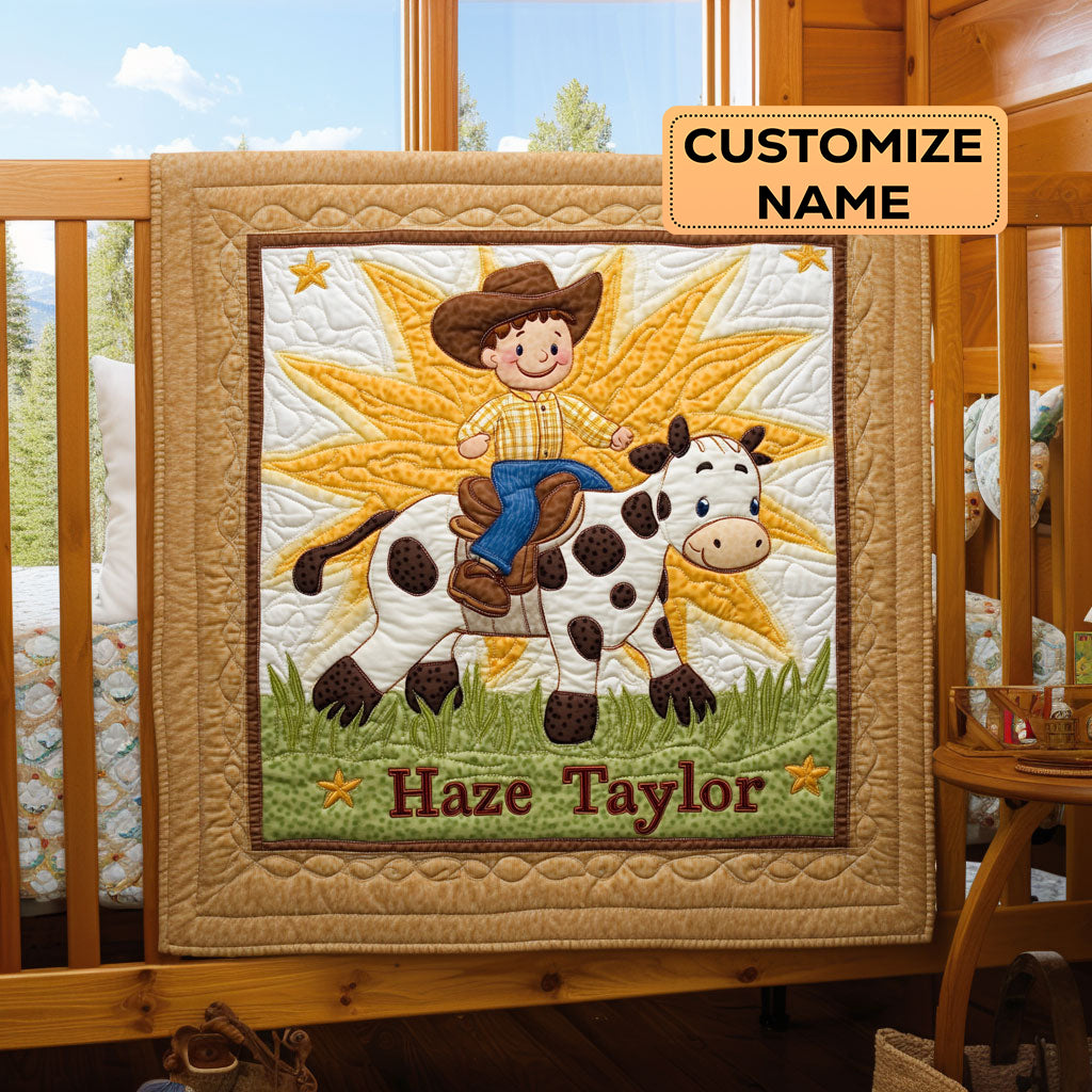 Happy Cowboy Ride WN3007058CL Personalized Baby Quilt