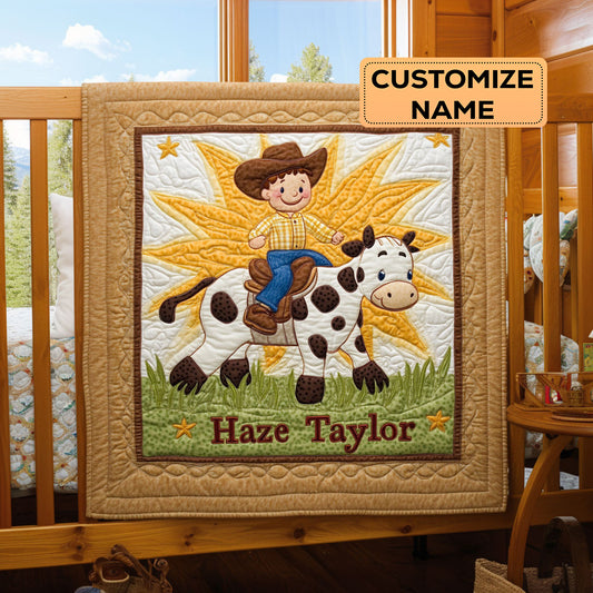 Happy Cowboy Ride WN3007058CL Personalized Baby Quilt