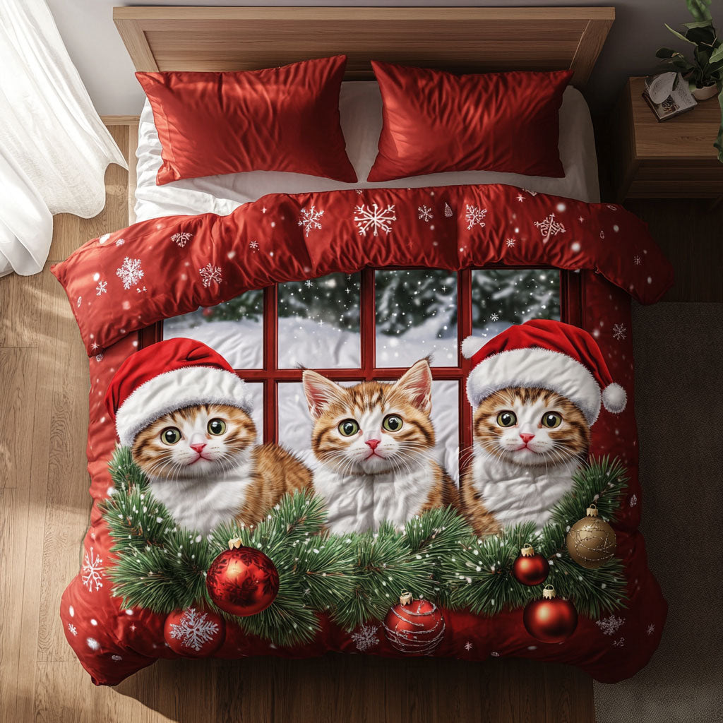 Cat Christmas Cabin WN1411063CL Duvet Cover Set