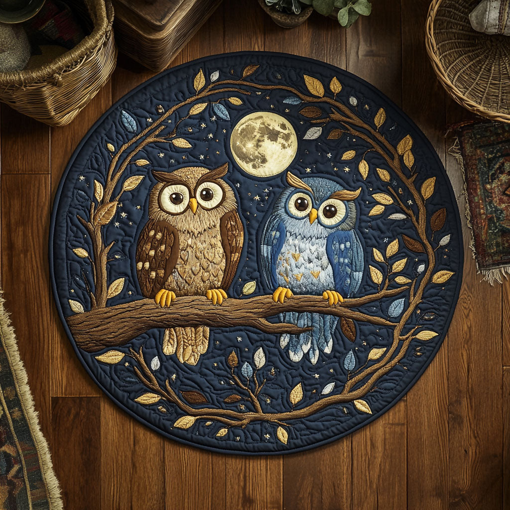 Twilight Owls WY0107045CL Quilted Round Mat