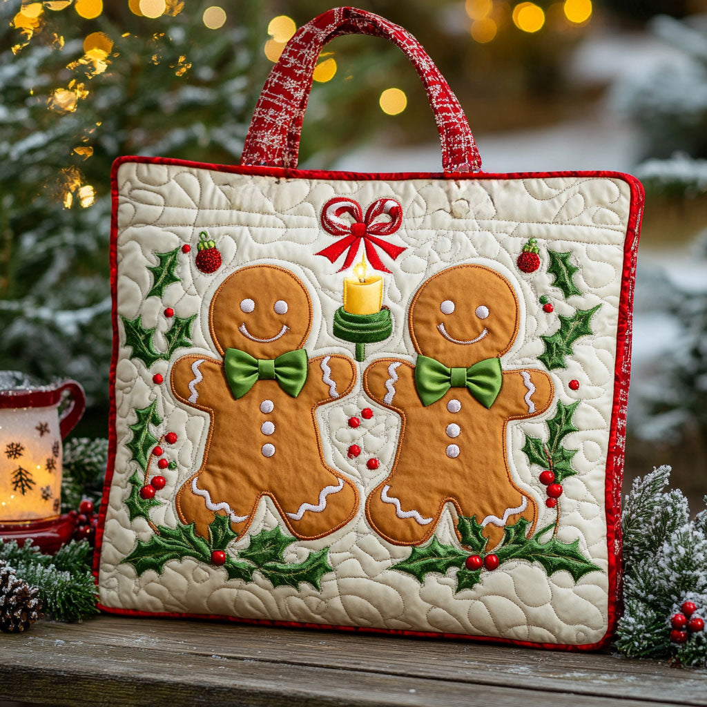 Evergreen Gingerbread WN0411022CL Quilted Tote Bag