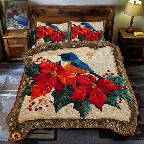 Poinsettia Bird WY0312104CL Duvet Cover Set