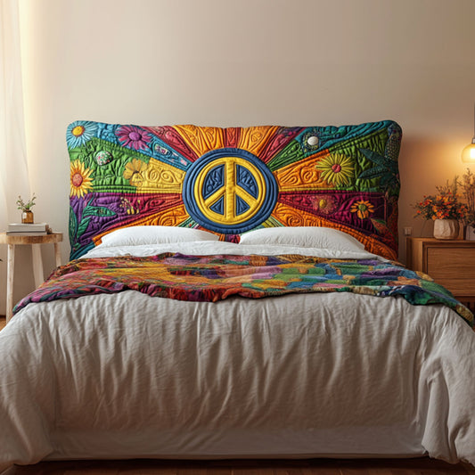 Hippie Soul Peace Sign KL2012014CL Quilted Headboard Slipcover