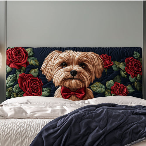 Rose Garden Yorkie KL0201016CL Quilted Headboard Slipcover