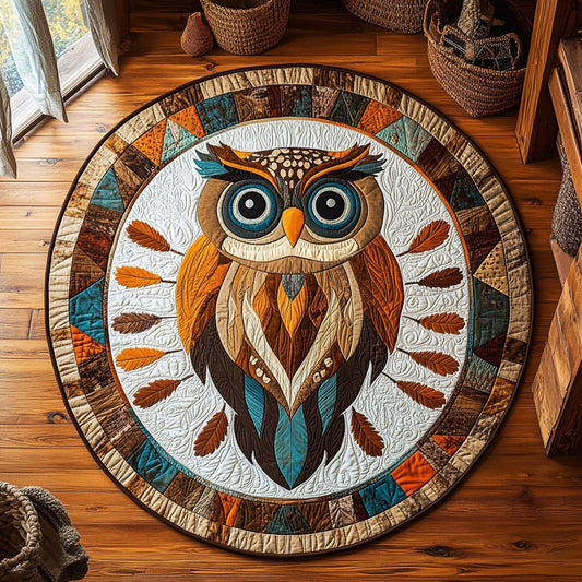 Vintage Owl Portrait WY1906065CL Quilted Round Mat