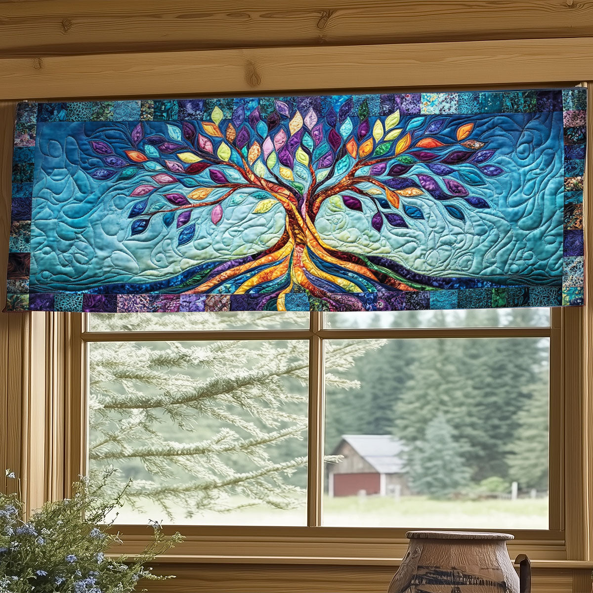 Aurora Tree WY1407001CL Quilted Valance