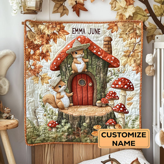 Squirrel Cottage WY0108032CL Personalized Baby Quilt