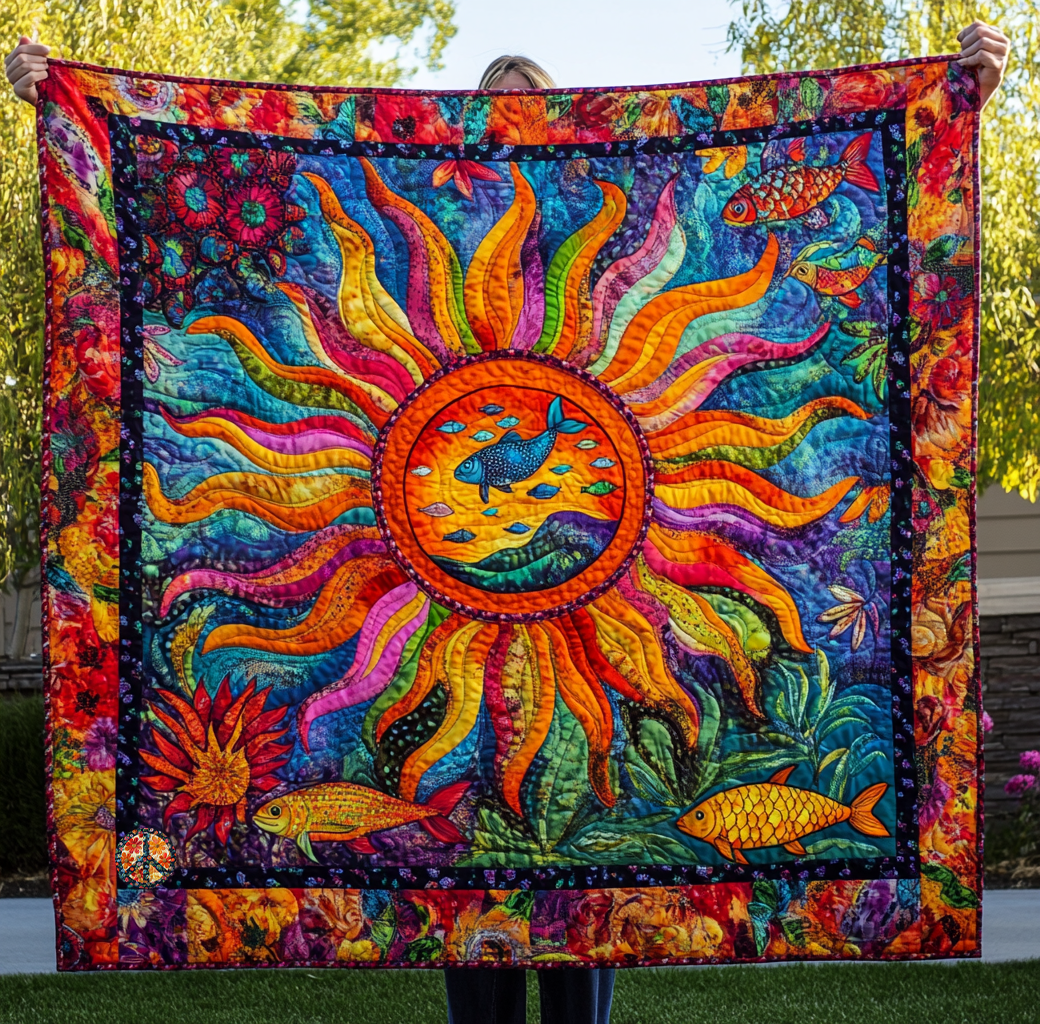 Colorful Sun And Fish YR1812025CL Quilt
