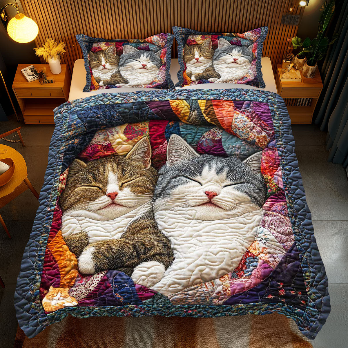 Snuggling Couple Cat WP2310047CL Duvet Cover Set