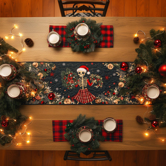 Peppermint Skeleton Swirl WN1107044CL Quilted Table Runner