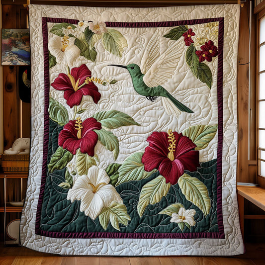 Hummingbird In Hibiscus WY2403047CL Quilt